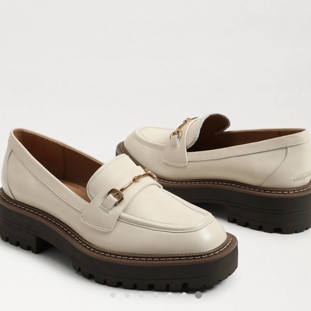 Sam Edelman Laurs Lug Sole Horsebite‎ Cream Loafers Size 7.5 - Picture 5 of 13